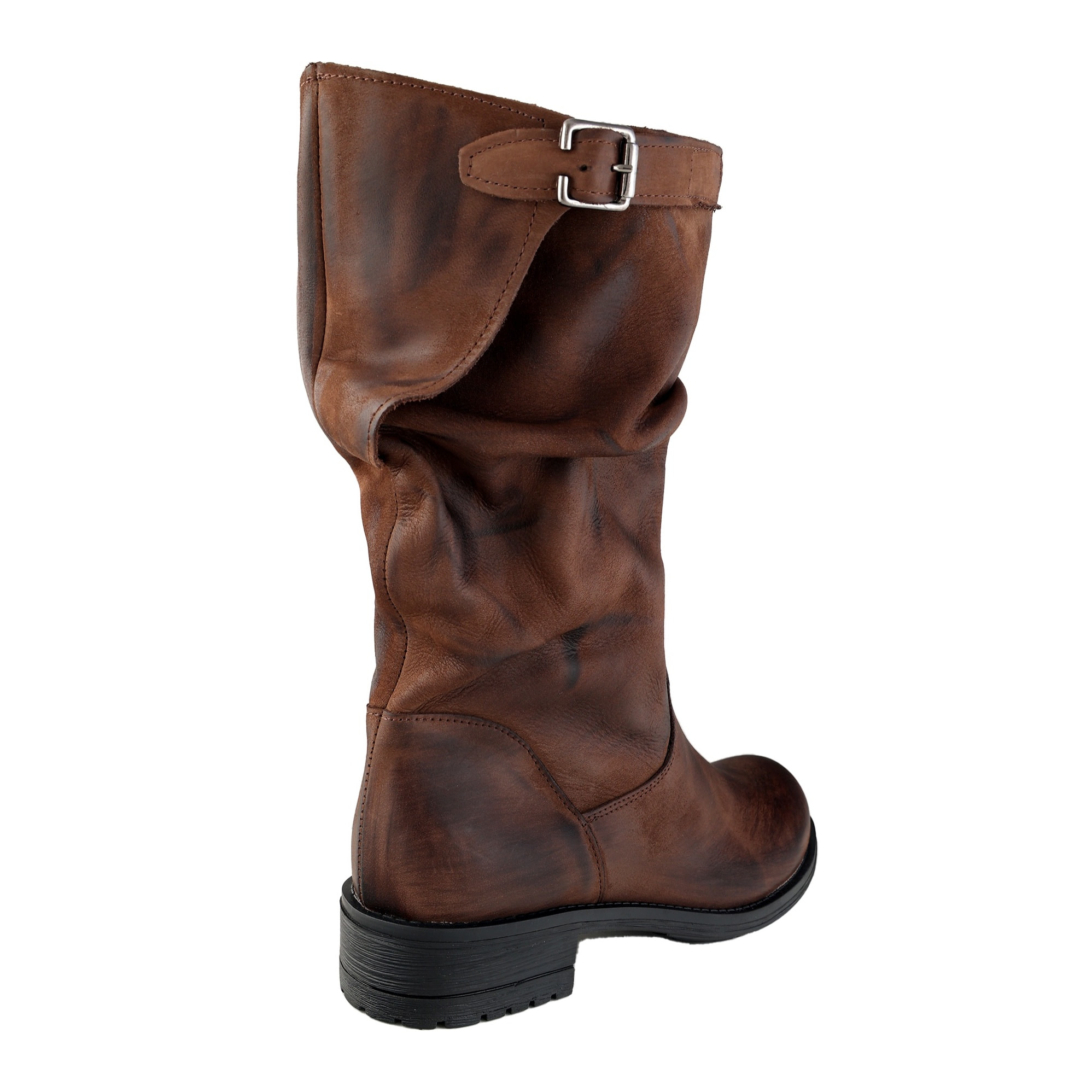 Stivaletti drappeggiati in vera pelle nabuk