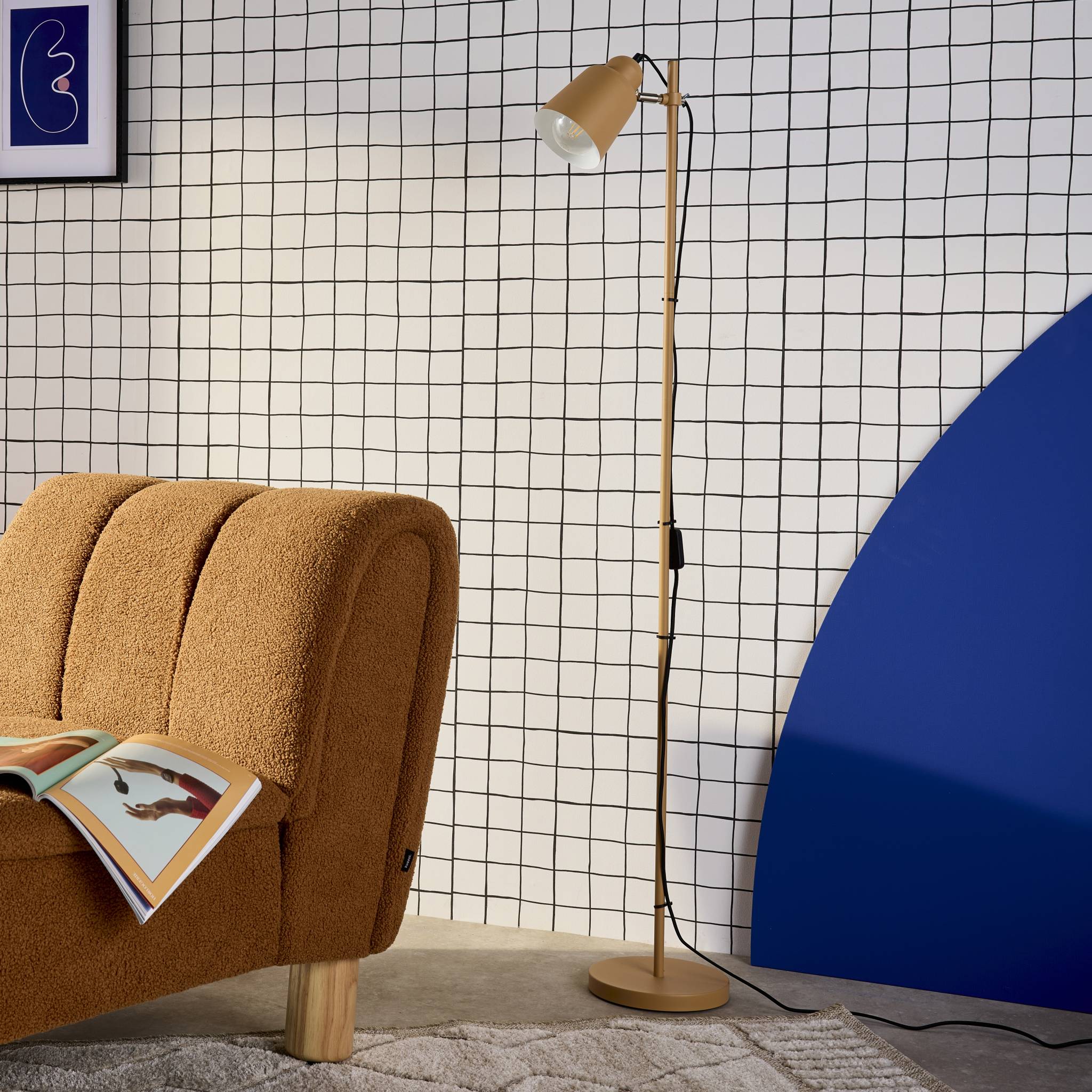 Lampadaire intérieur métal camel H 145cm Rémi