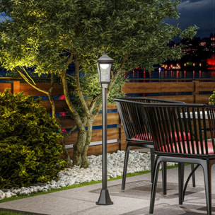 Farola Solar Luz Solar de Exterior con Panel Solar Encendido y Apagado Automático IP44 para Terraza Patio 15x15x127 cm Negro
