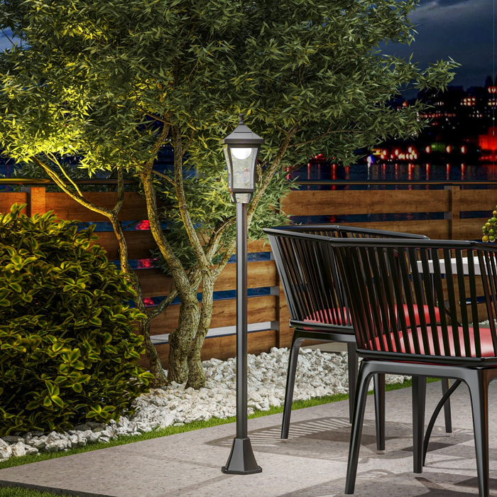 Farola Solar Luz Solar de Exterior con Panel Solar Encendido y Apagado Automático IP44 para Terraza Patio 15x15x127 cm Negro