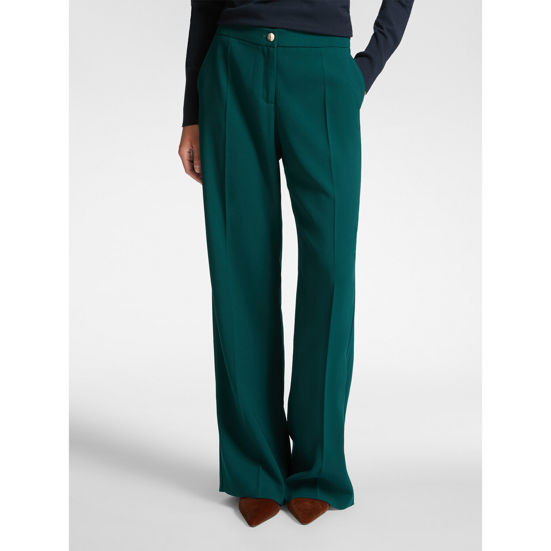 Elena Mirò - Pantaloni in tessuto crêpe stretch - Verde