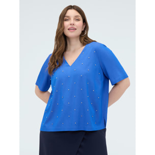 Fiorella Rubino - Blusa in viscosa con punti luce - Bluette