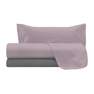 COMPLETO LETTO NATURAL COLOUR MADE IN ITALY COTONE-ROSA ANTICO/FUMO PIAZZA E MEZZA