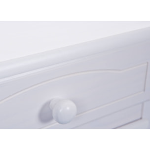 Credenza in con tre ante e cassetti con vetrinetta superiore, colore bianco, cm 130 x 198 x 32