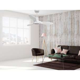 Ventilateur de plafond Réversible  Thermostat Dimmable Wifi Moteur à courant continu Toits en pente Télécommande Lumière à trois tons Hypersilence Mémoire