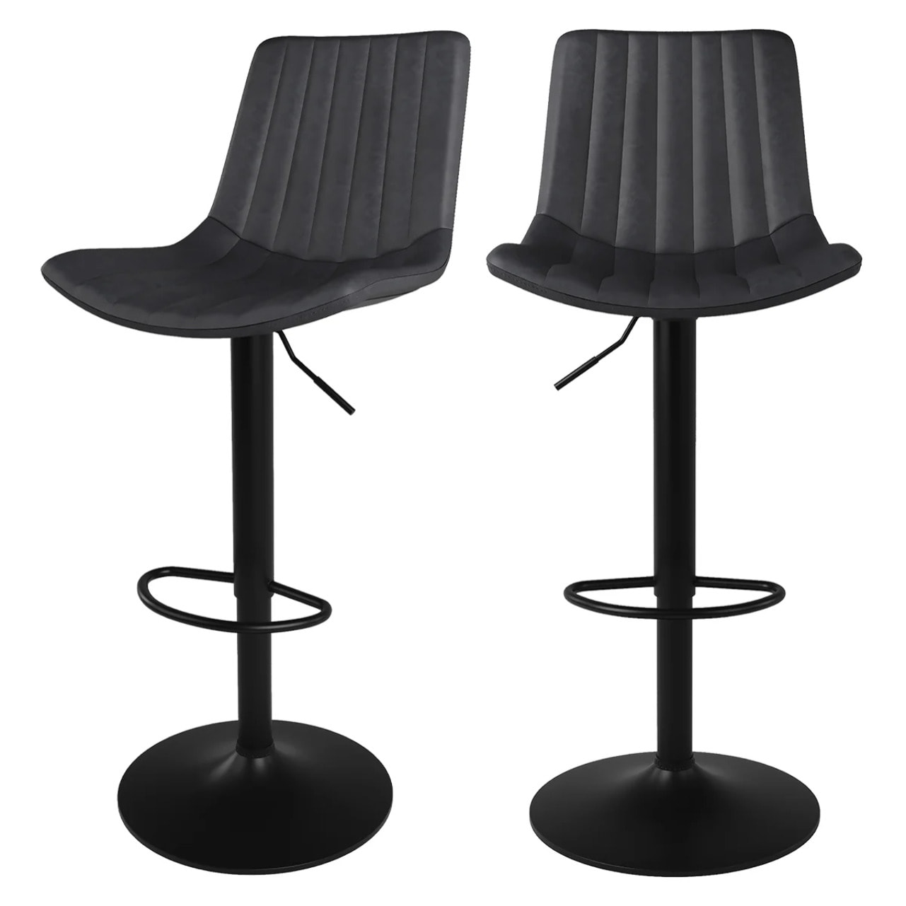 Lot de 2 chaises de bar réglables 62,5/83 cm gris foncé - Killi