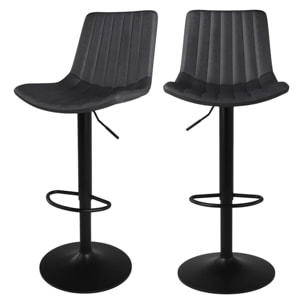 Lot de 2 chaises de bar réglables 62,5/83 cm gris foncé - Killi