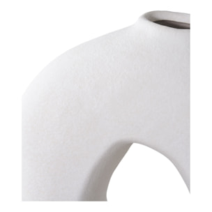 Vaso in ceramica bianca forma organica con apertura triangolare 24×10,5×27,8 cm
