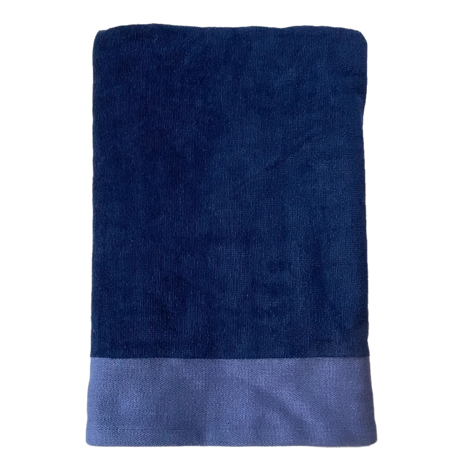 Serviette de bain éponge velours unie Shady Bleu Marine 140x180 370g/m²