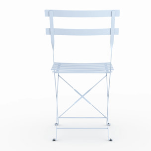 Lot de 2 chaises de jardin en métal bleu pastel, pliantes - Kayla