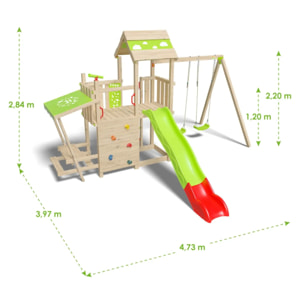 Aire de jeux bois 2,20 m ZESTY XPRESSION - 12 enfants