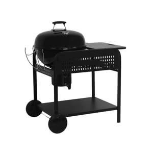 Barbecue rond charbon de bois acier émaillé Ø53cm avec chariot MAURICE
