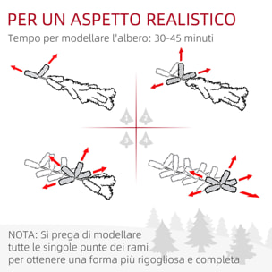 HOMCOM Albero di Natale 150 cm in Plastica Verde con Base in Metallo e 1309 Rami Ignifughi