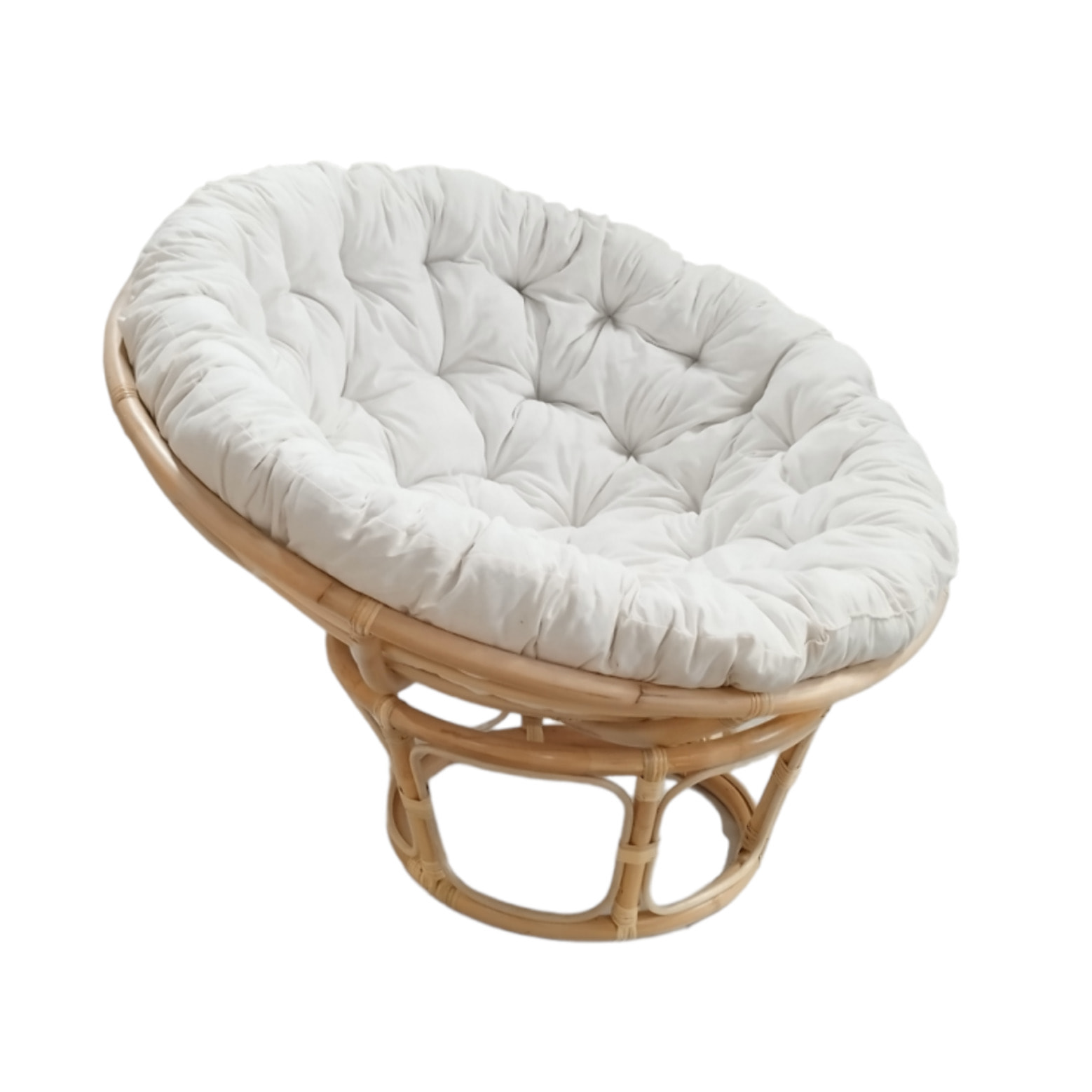 Fauteuil loveuse 1 place en rotin avec coussin blanc NINON