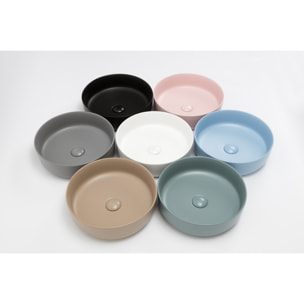 Vasque à poser ronde diamètre 39 cm - blanc mat - sans trop-plein - Infinitio SAT