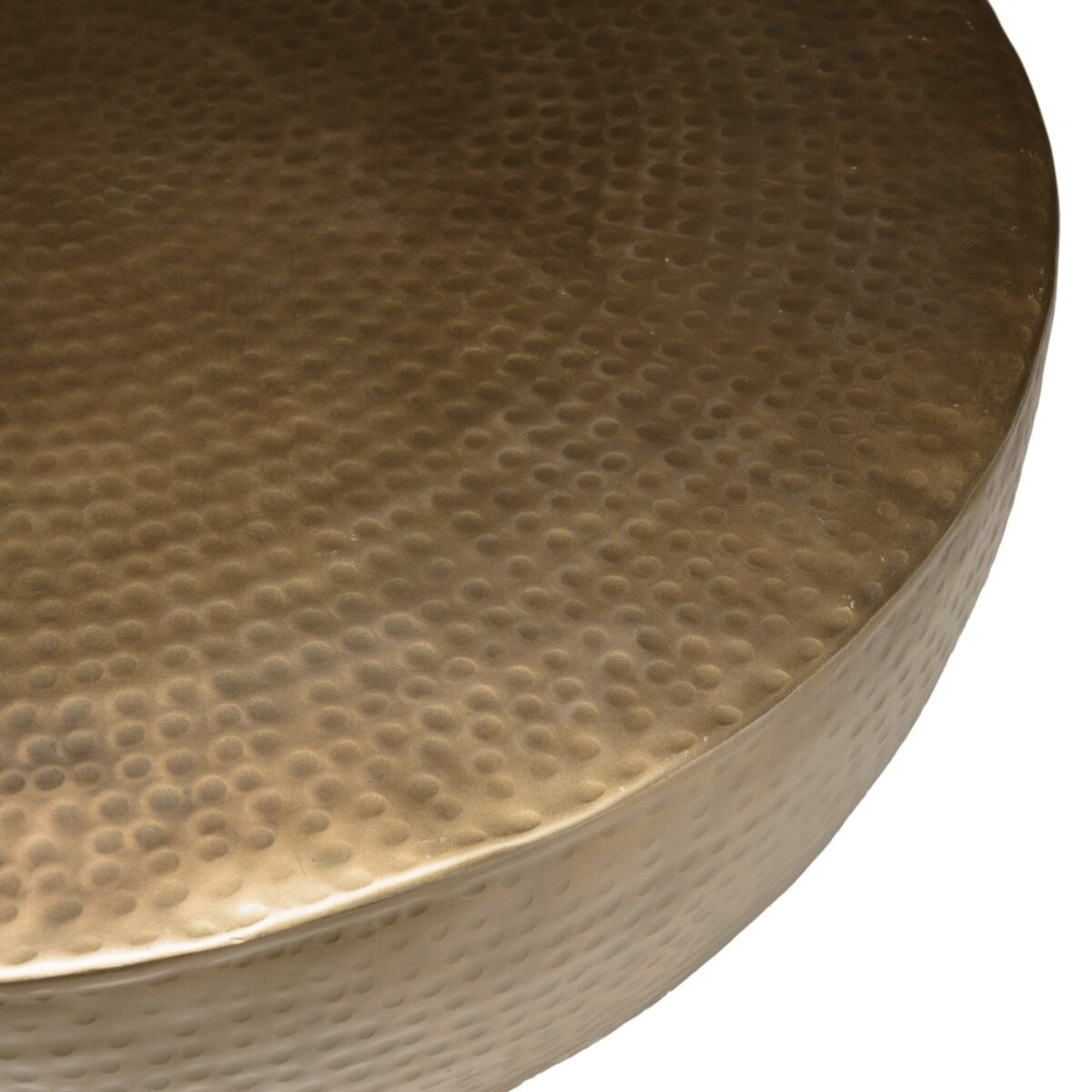 JOHAN - Table basse coque ronde 90x90cm en aluminium doré antique
