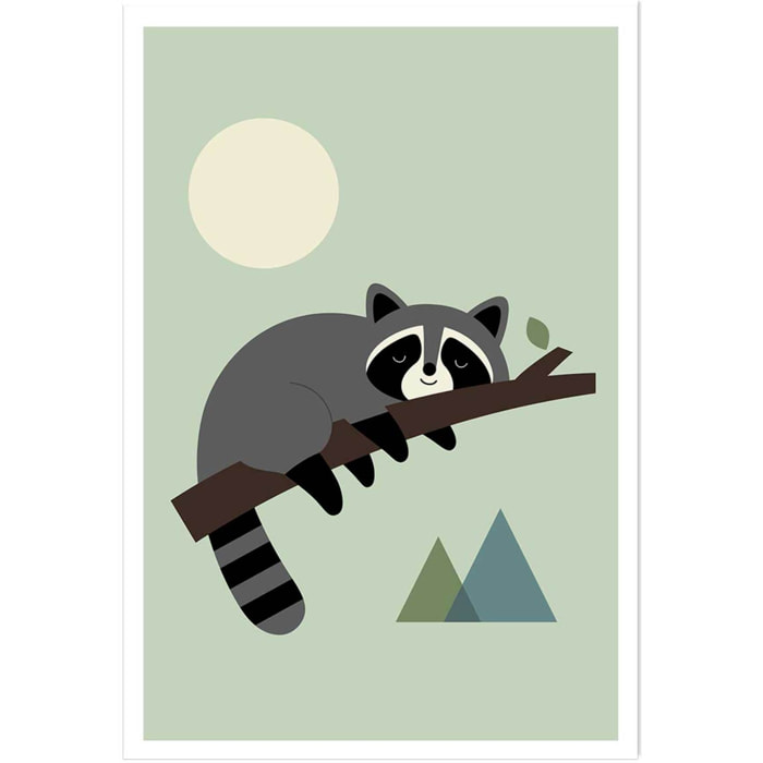 Affiche enfant raton sur sa branche  Affiche seule