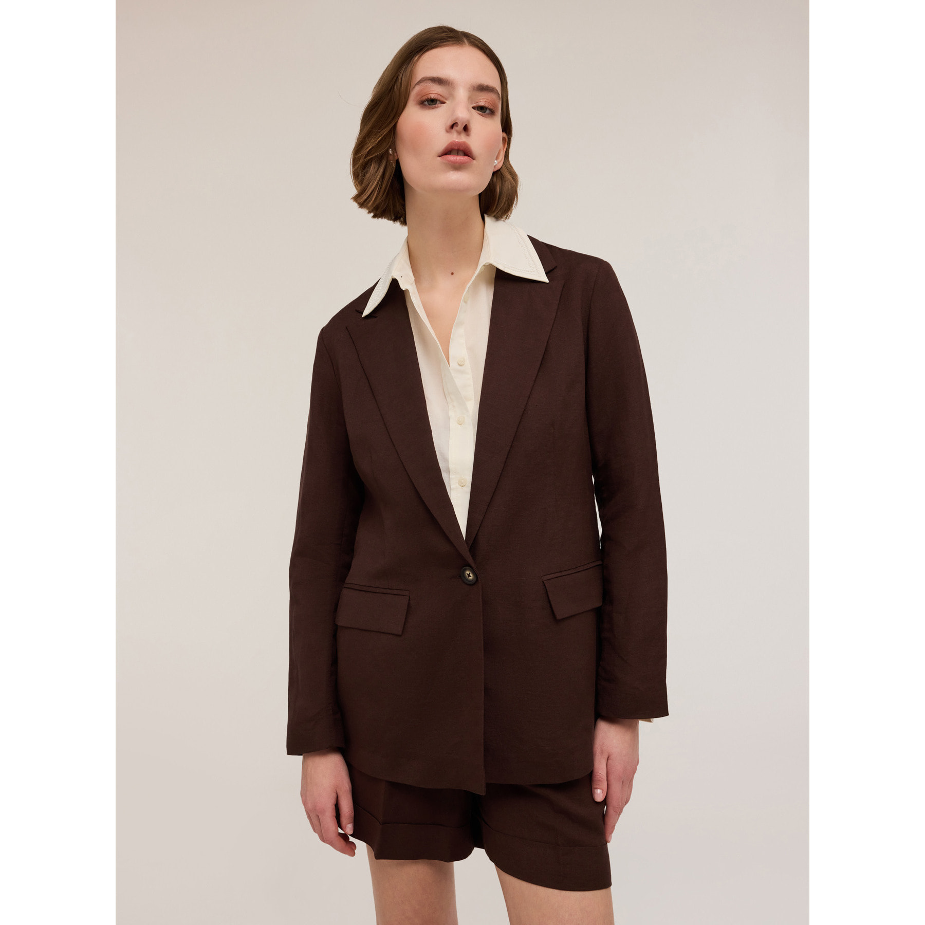 Motivi - Blazer monopetto con martingala - Marrone