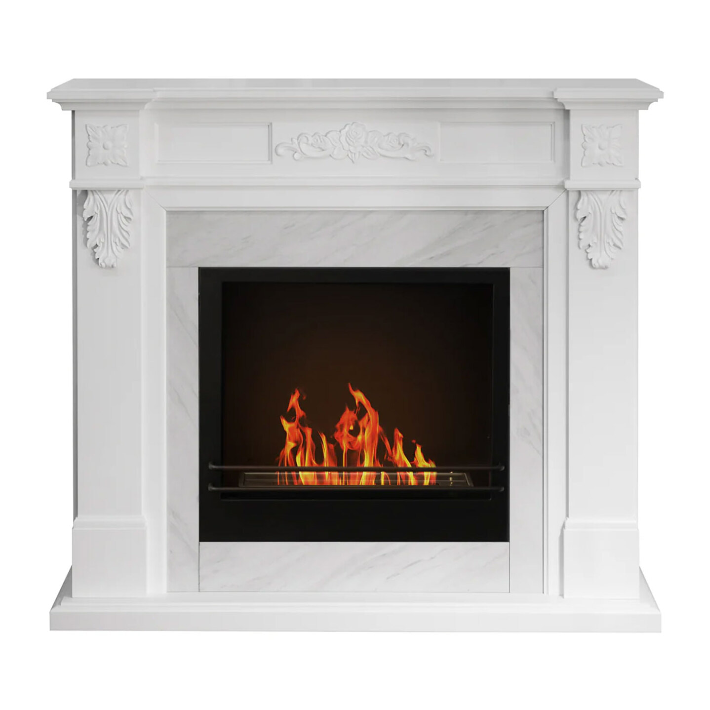 Truman - Camino a bioetanolo da terra effetto marmo 121x38xH108 cm