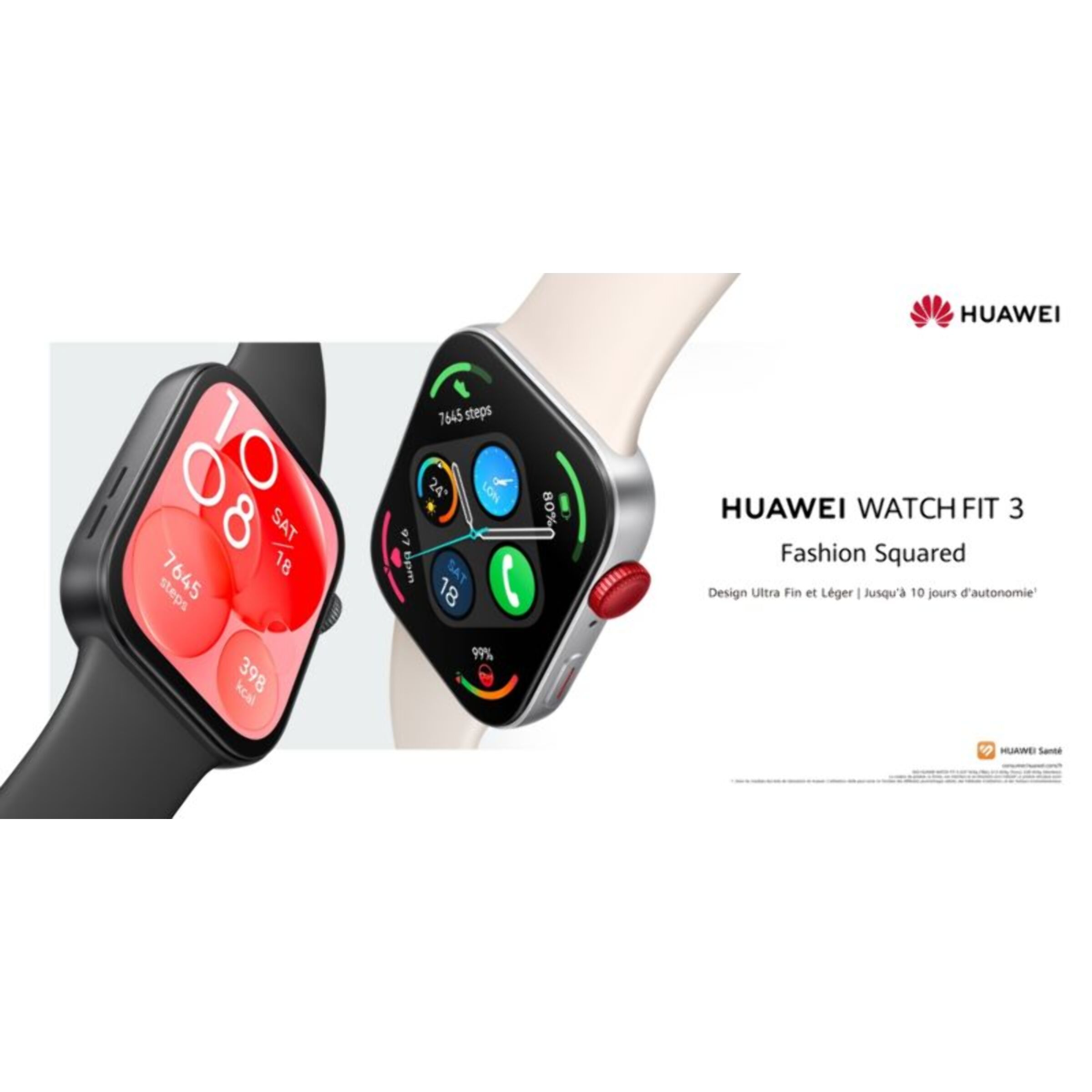 Montre connectée HUAWEI Pack Watch Fit 3 Noir + buds SE 2 BLanc