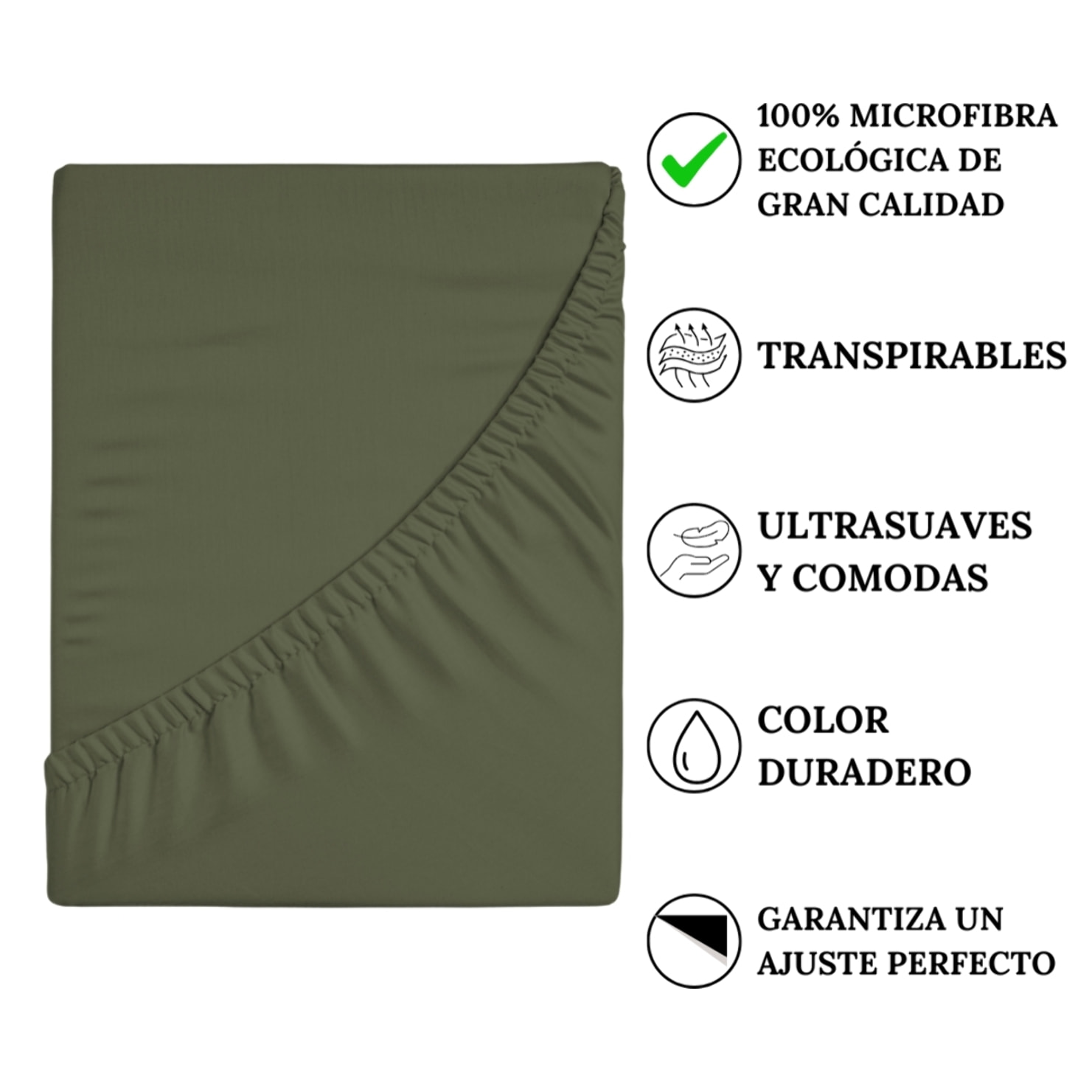 Icehome - Sábana Bajera Lisa - 100% Microfibra - Verde 75