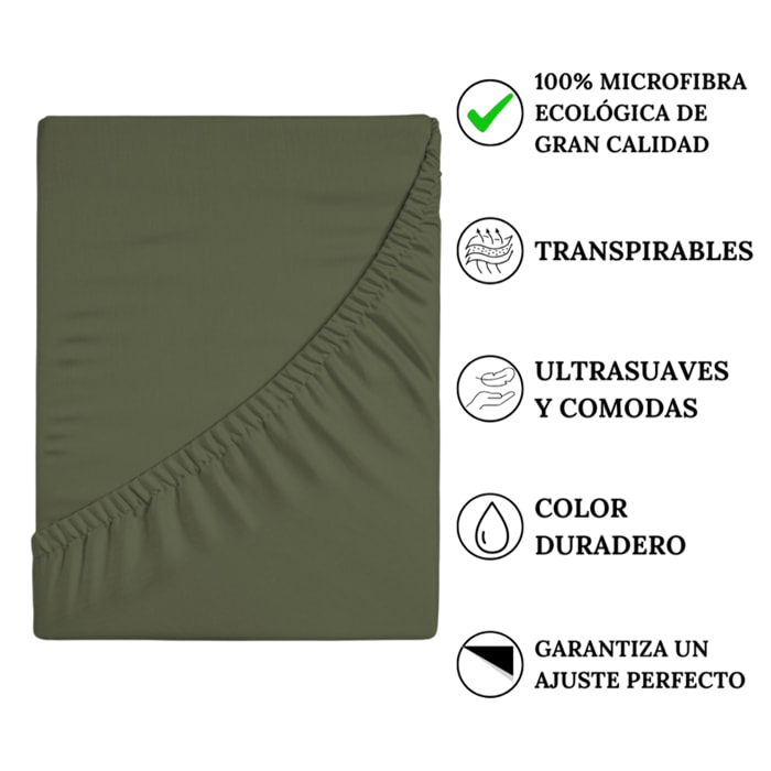 Icehome - Sábana Bajera Lisa - 100% Microfibra - Verde 75
