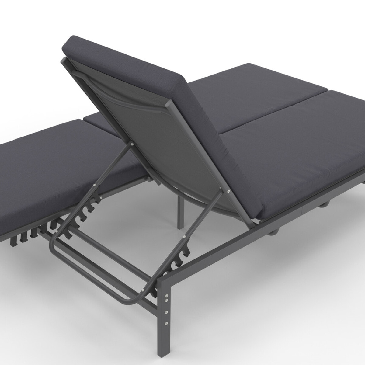 Bain de soleil double 182cm avec coussin gris