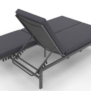 Bain de soleil double 182cm avec coussin gris