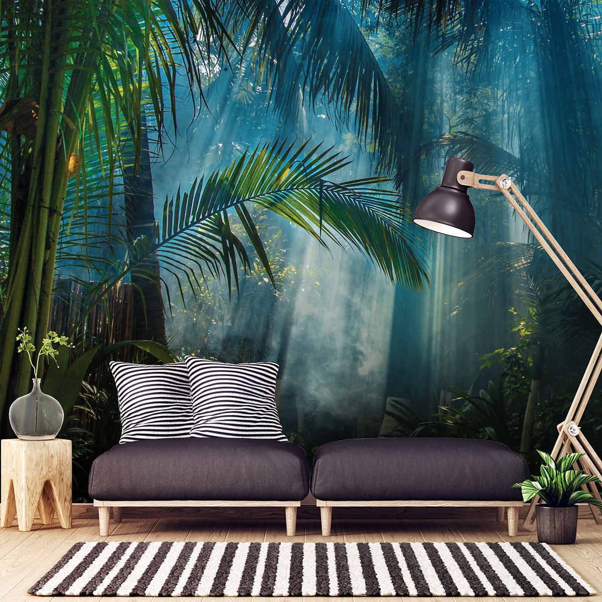 Papier peint panoramique jungle tropicale préencollé H 250 x L 240 cm