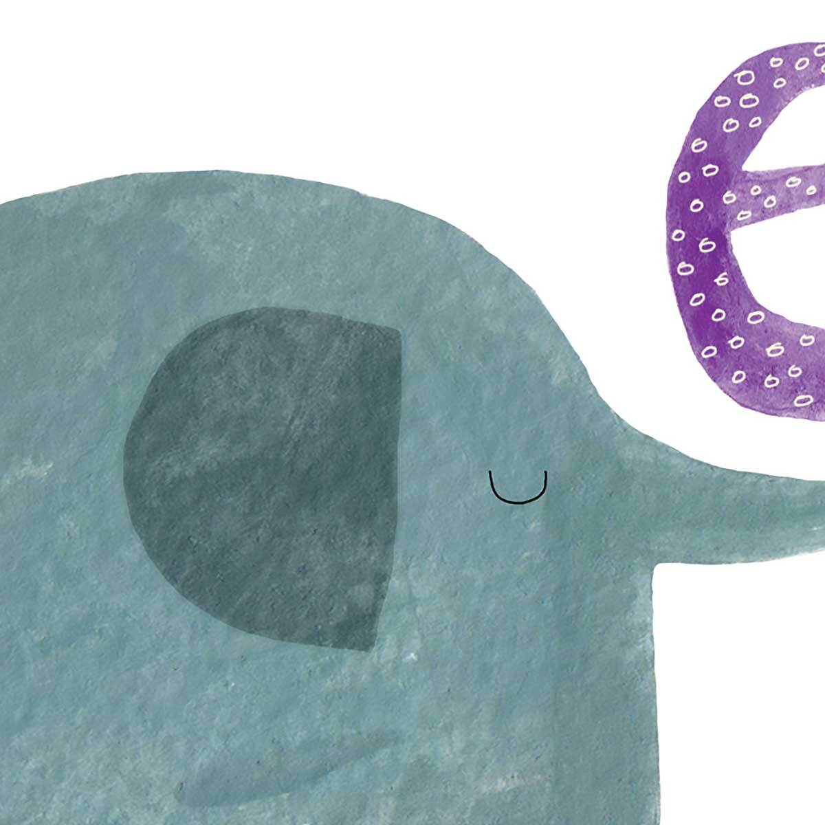 Affiche enfant e comme éléphant Affiche + cadre en bois - Chêne