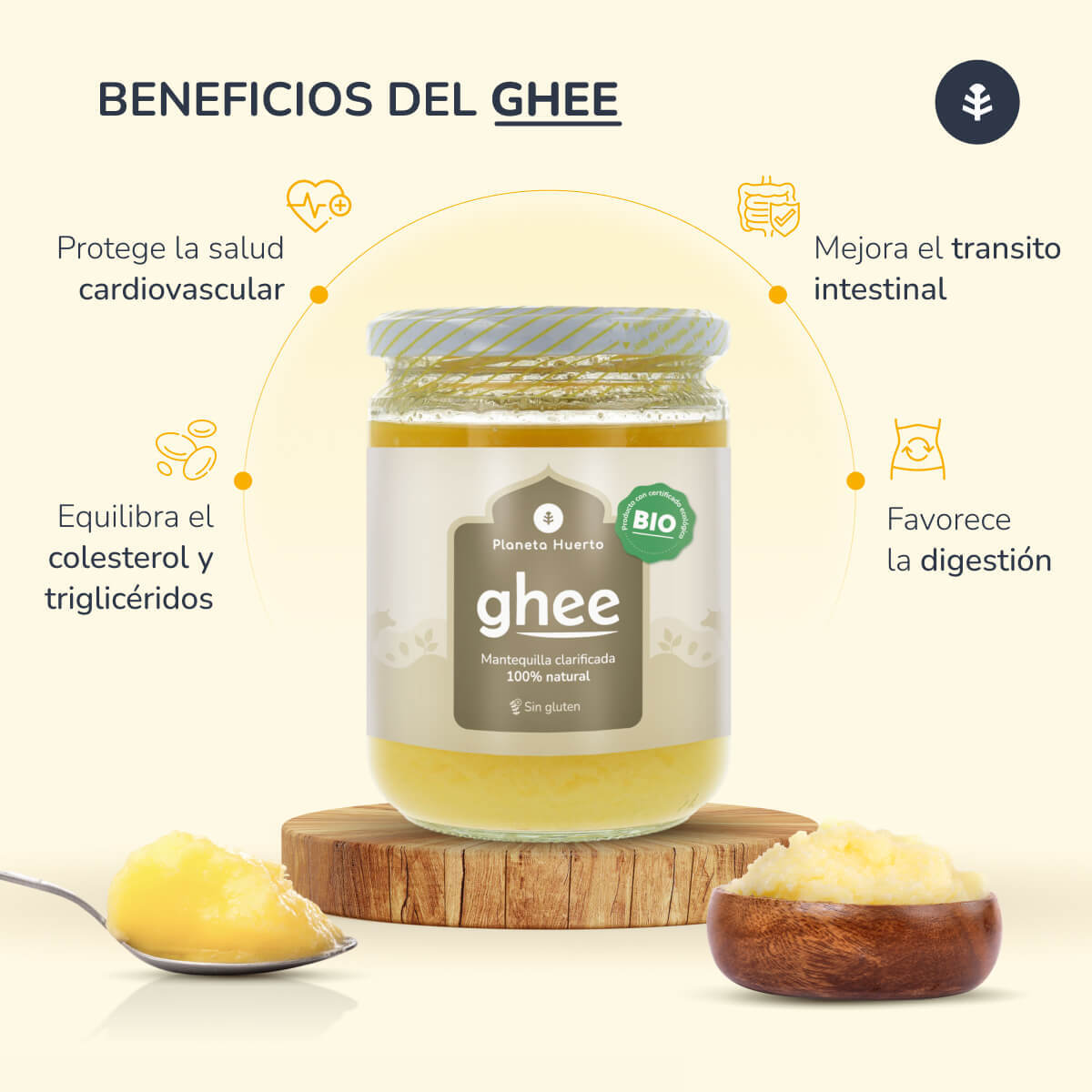 PLANETA HUERTO | Pack 2x Ghee Mantequilla Clarificada ECO 350g – Mantequilla Ghee Ecológica, Alta en Nutrientes y Fácil Digestión