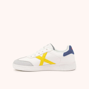 Zapatillas Infantiles Blancas con Cordones y Detalles en Amarillo y Azul MUNICH MINI BARRU 16