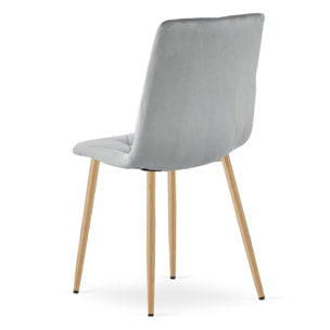 Set di 2 sedie Libra in velluto grigio chiaro e metallo effetto legno