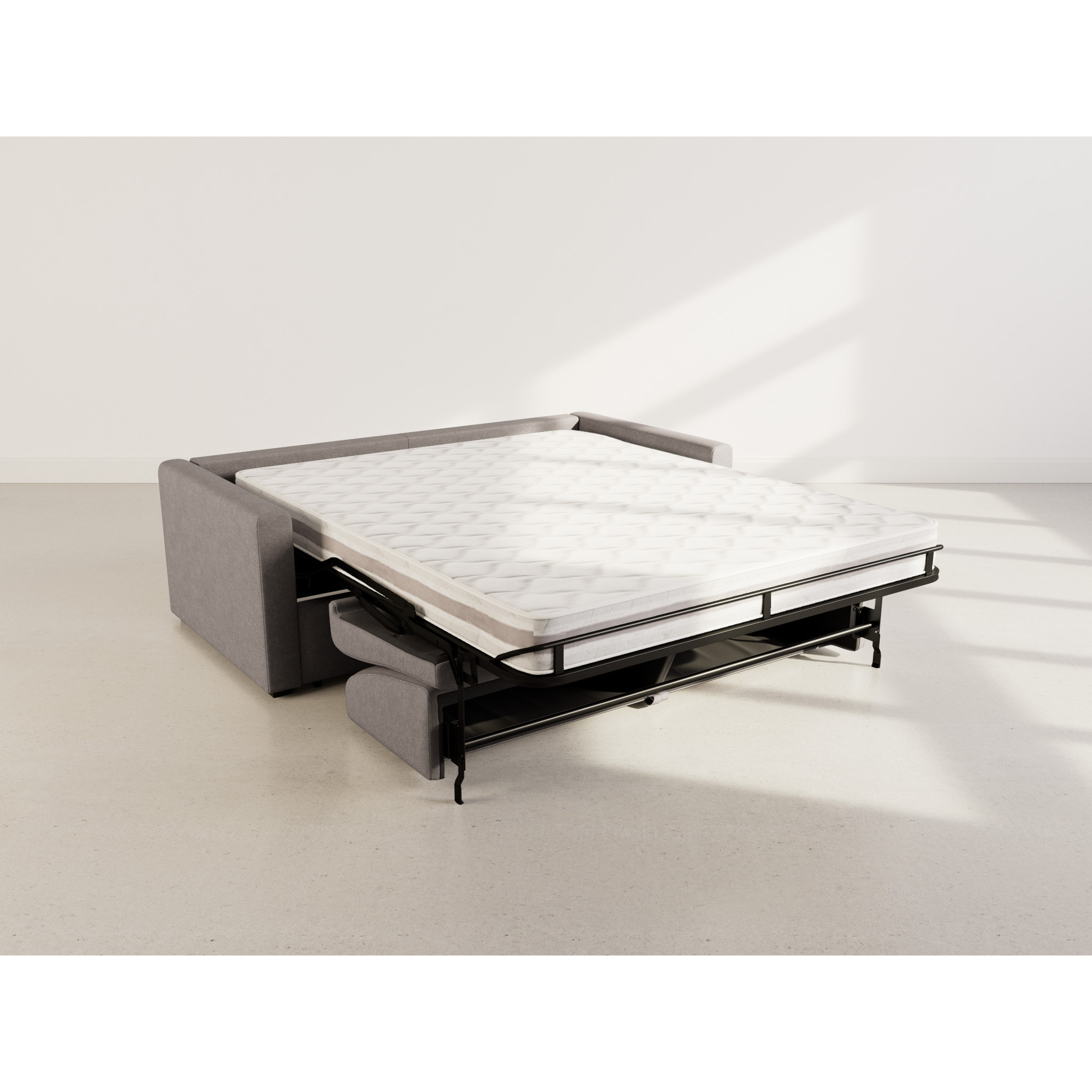 Julia - canapé lit 3 places convertible express couchage quotidien 140 cm matelas 18 cm en tissu - Gris
