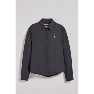 Camicia slim in popeline nera con logo Rigby Go ricamato
