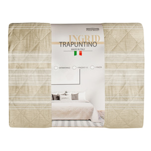 TRAPUNTINO MATRIMONIALE DIS.INGRID STRIPES BEIGE MADE IN ITALY MEZZA STAGIONE