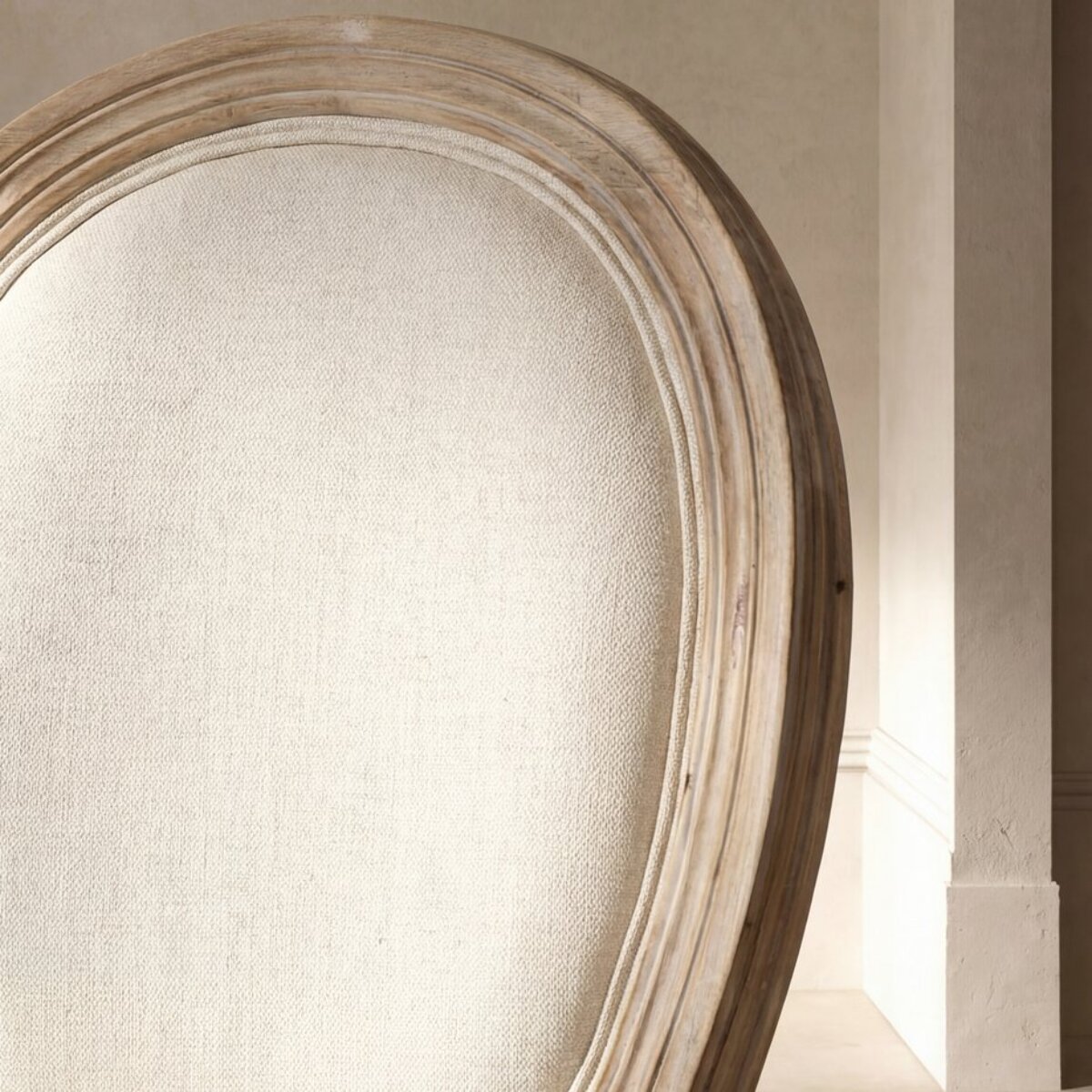 Chaise rembourrée Victoria -bois massif de bouleau / mousse et tissu-couleur beige 48 x 96 x 46 cm