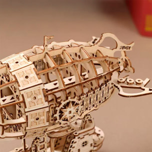 Modello in legno 3D, design di veicolo aereo con movimento meccanico. 160 pezzi.