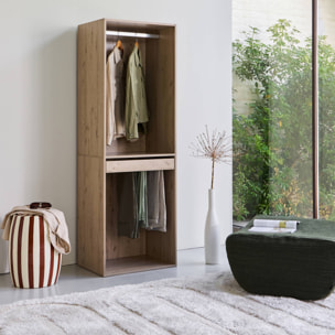 Module dressing décor bois avec penderie et porte-pantalons MODULO