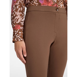 Elena Mirò - Pantalones slim fit en punto milanés - Marrón