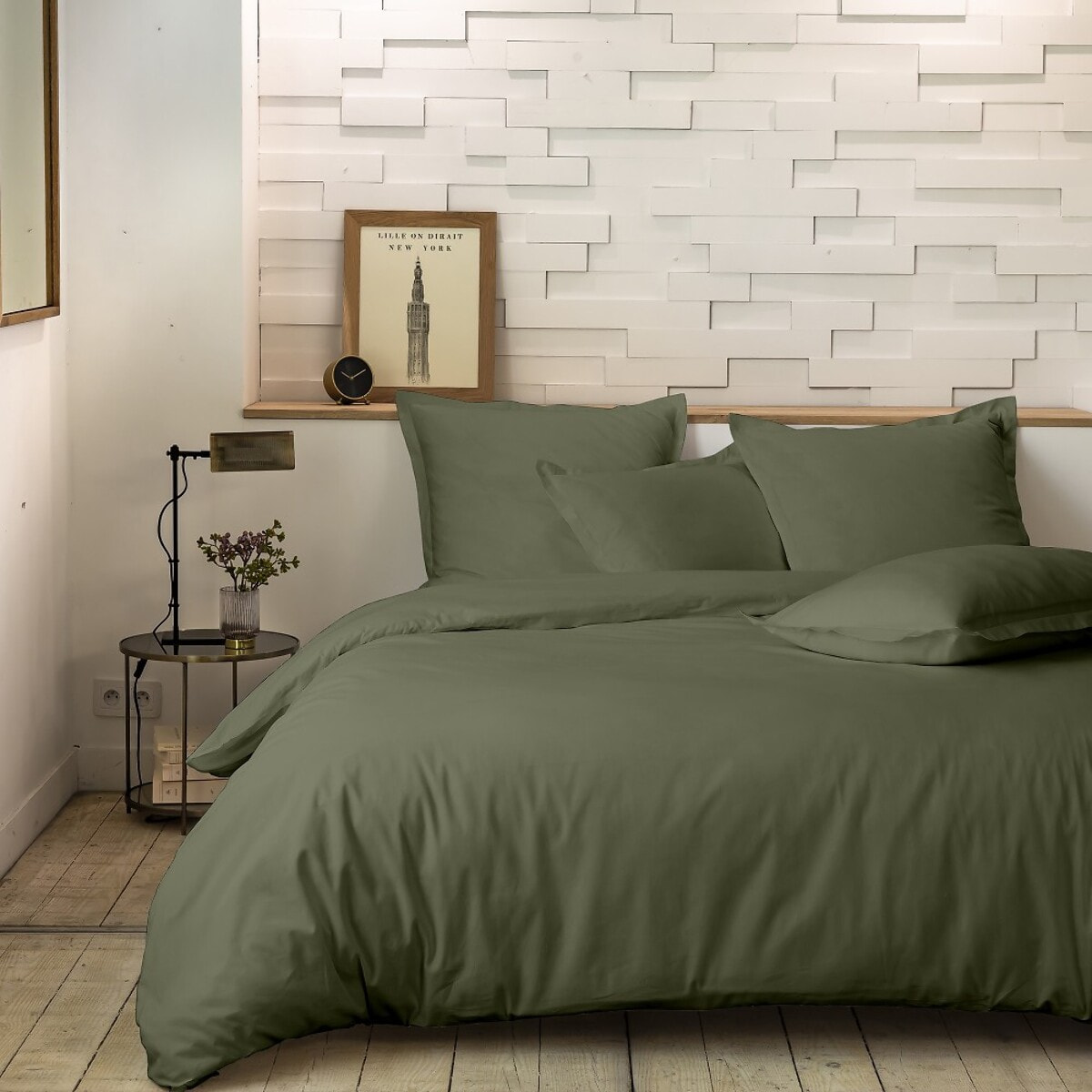 DRAP HOUSSE 2 PERS 180x200 percale de Coton - PERCALE KAKI