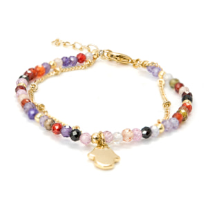 Pulsera de Cristal Multicolor acabada en oro amarillo de 18K