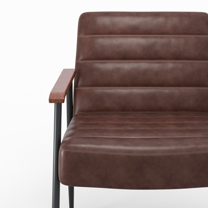 Fauteuil Hugues en cuir marron