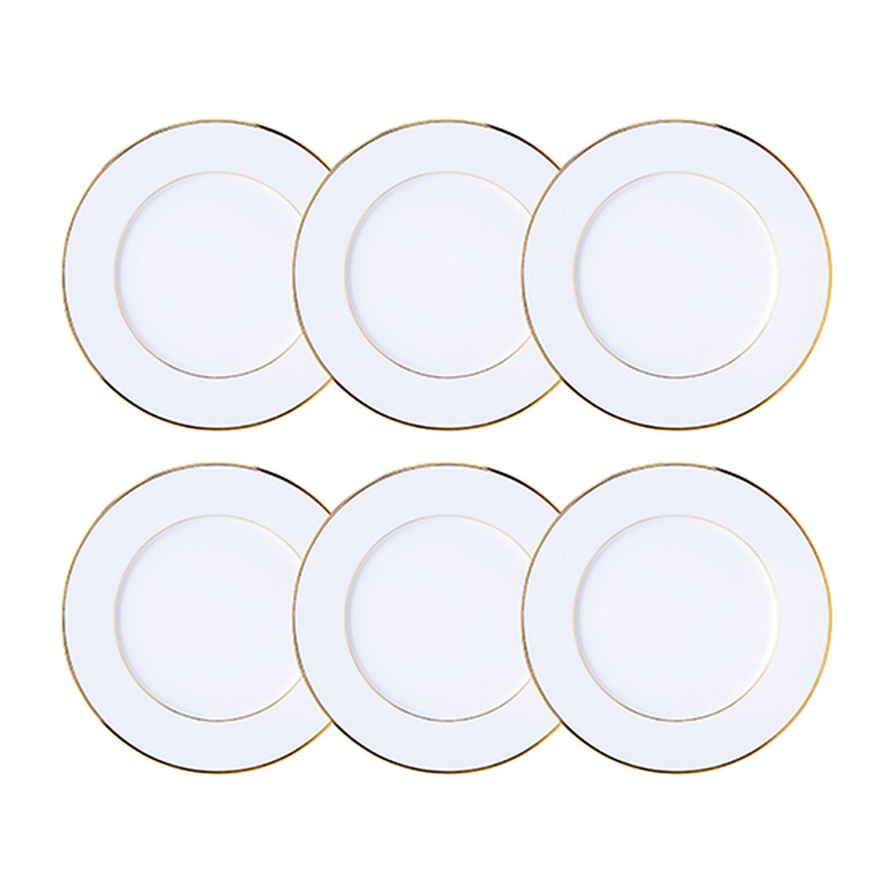 Lot de 6 assiettes à dessert 20,5cm en porcelaine blanche et filet or CLASSIC FILET OR