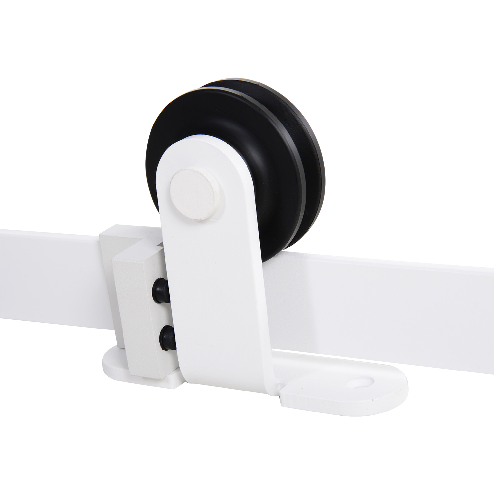 183 cm Herraje para Puerta Corredera Kit de Accesorios para Puerta Corrediza de Madera con Guía de Suelo Riel de Acero al Carbono Blanco