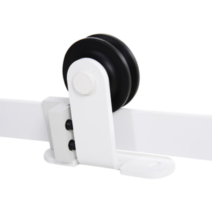 183 cm Herraje para Puerta Corredera Kit de Accesorios para Puerta Corrediza de Madera con Guía de Suelo Riel de Acero al Carbono Blanco