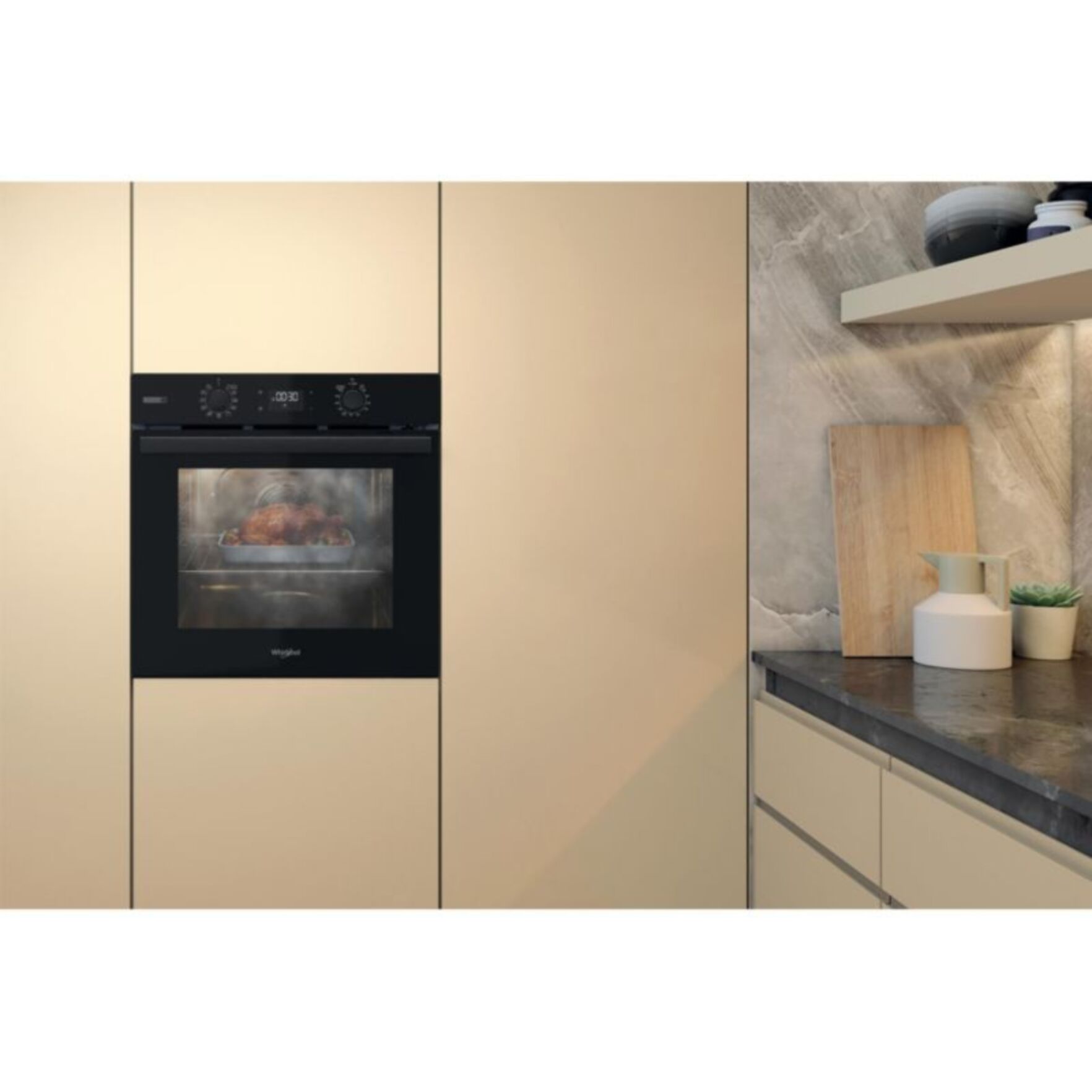 Four encastrable WHIRLPOOL OMSR58RU0B - Pyrolyse - Chaleur pulsée - Porte froide - noir Matt