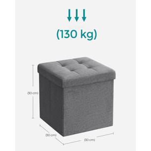 Pouf contenitore pieghevole grigio scuro effetto lino