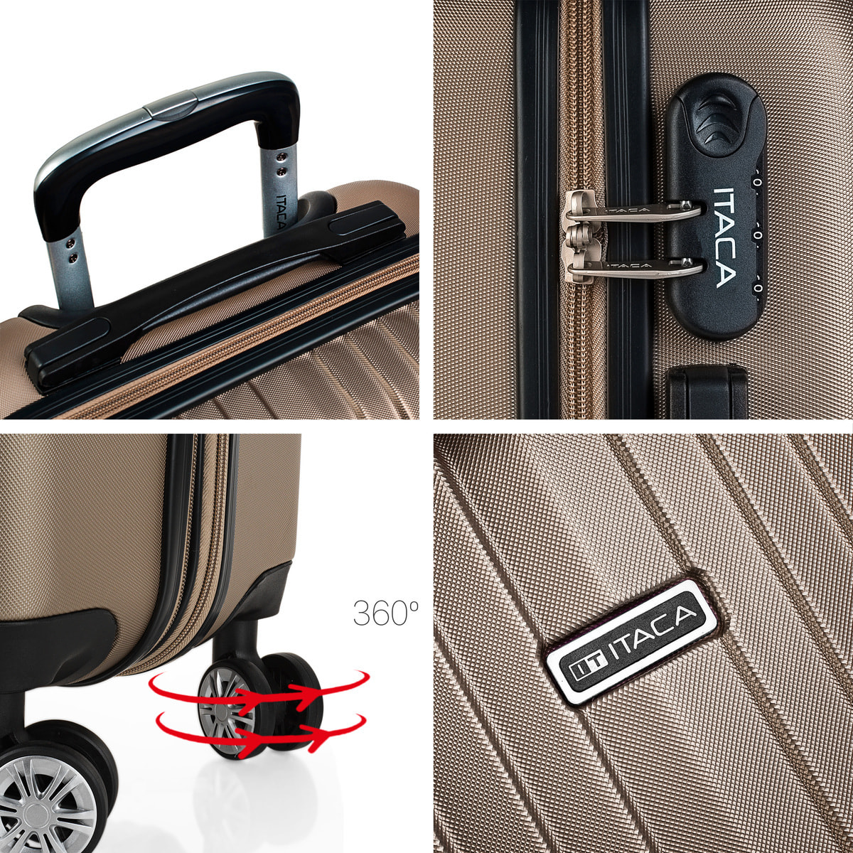 Juego De Maletas Rígidas Abs Itaca Sevron Champagne