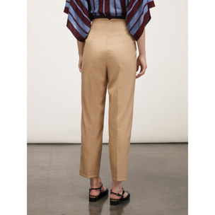 Motivi - Pantalón de corte zanahoria de cintura alta - Beige